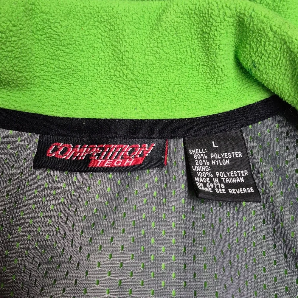 Competition Tech Mens Fleece Vest Neon Green Black Colorblock Full Zip Large